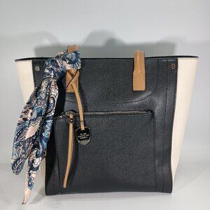 Vintage London Fog Large Handbag Est. 1923 Authentic Black/White/Tan Leather